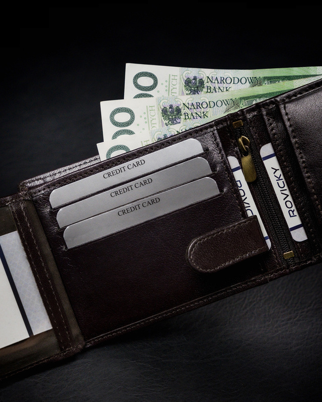 Skórzany męski portfel Rovicky 1567-03-BOR RFID