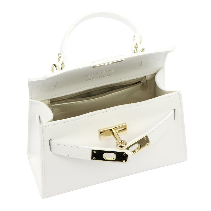 Mały damski kuferek listonoszka skórzana torebka do ręki z paskiem Luka