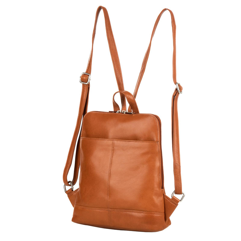 EL FORREST damski plecak skóra naturalna miejski z kieszeniami na suwak