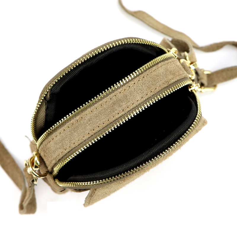 Luka Mała damska dwukomorowa listonoszka skórzana zamszowa przez ramię