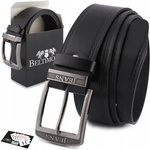 Pasek męski skórzany premium szeroki 4cm klasyczny czarny Beltimore Jeans E01 : Kolory - czarny, Rozmiar pasków - r.115-130 cm