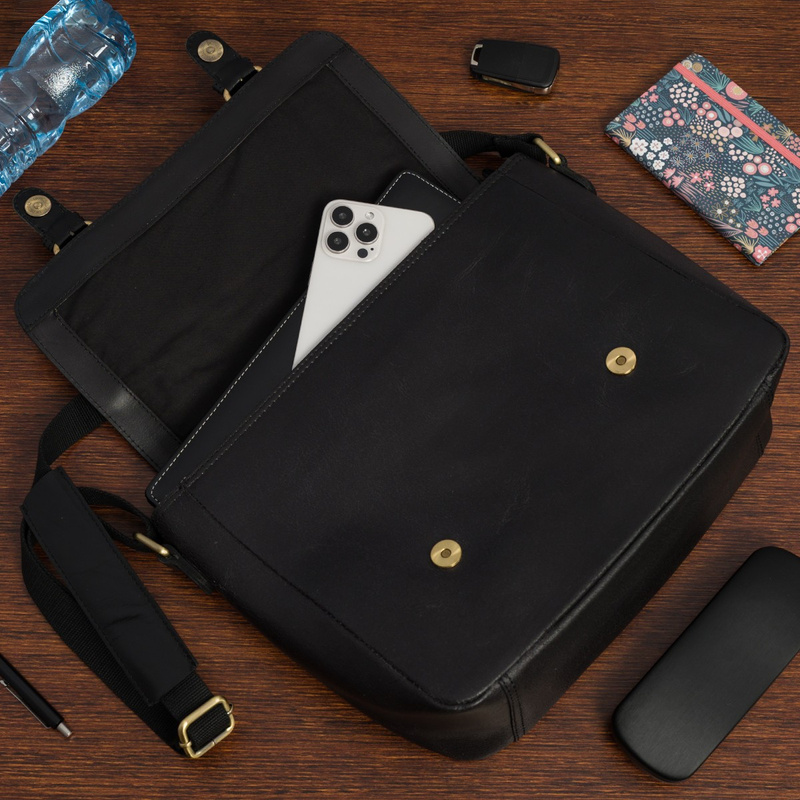 Torba męska skórzana na laptopa ramię komputer duża czarna Beltimore N16