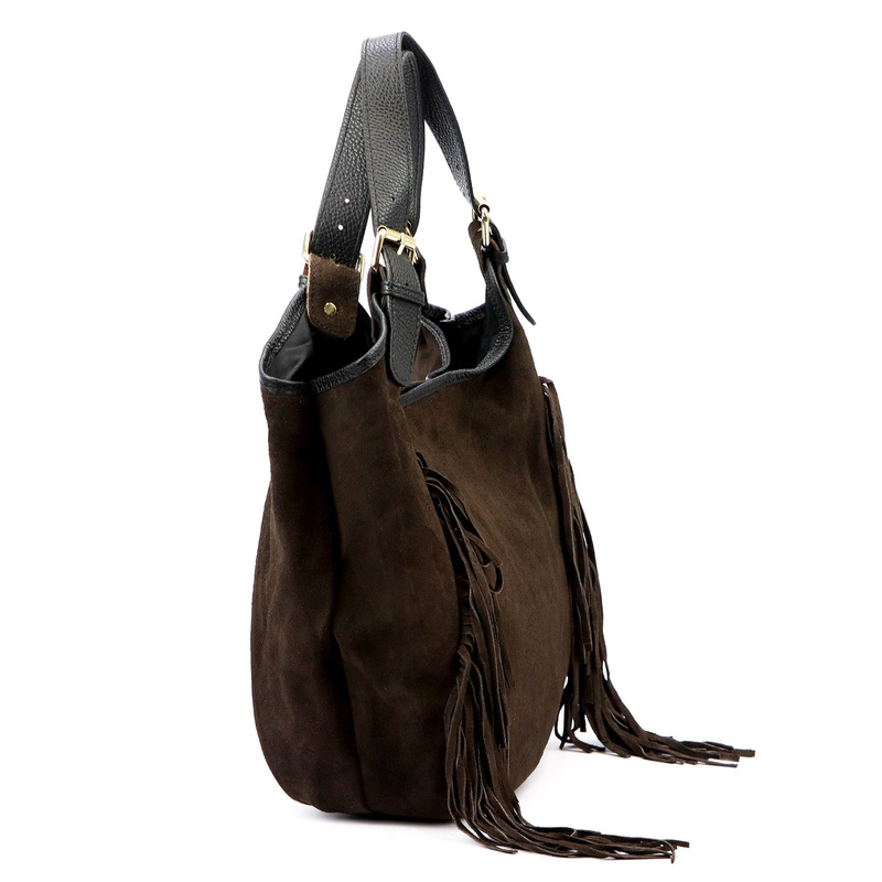 Zamszowa shopperbag Damska torebka ze skóry naturalnej dwie komory Luka