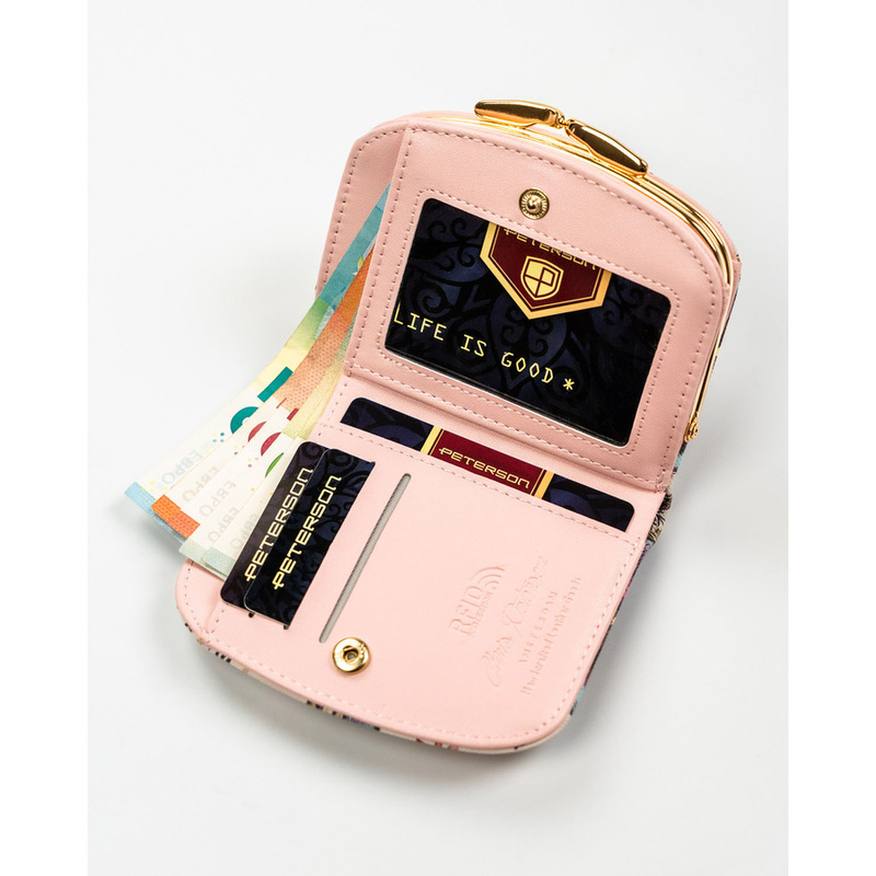 Modny portfel damski ze skóry ekologicznej zamykany na zatrzask i bigiel - Peterson