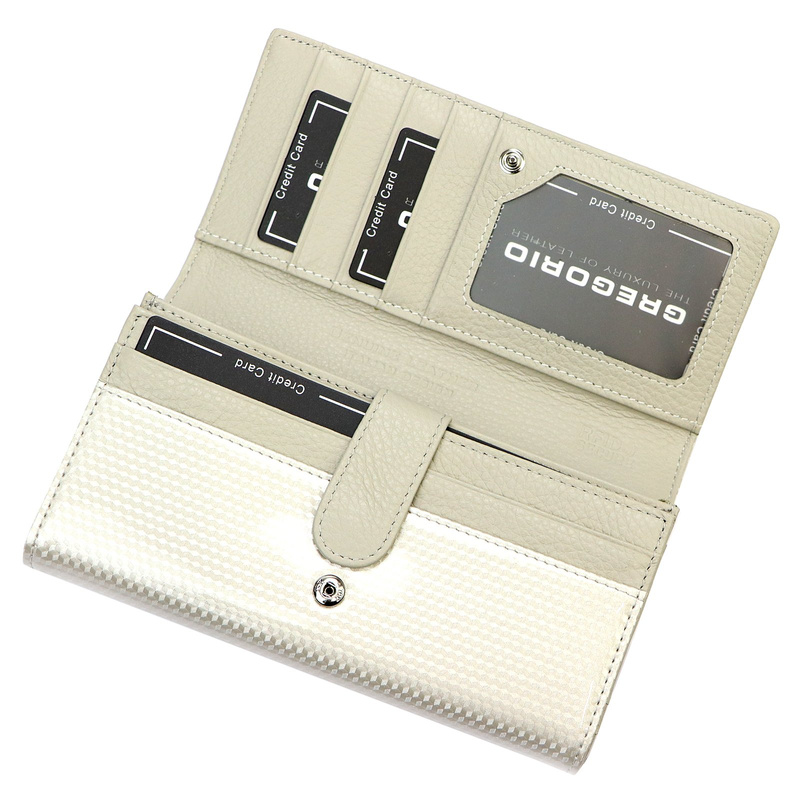 Duży Lakierowany damski portfel ze skóry Gregorio