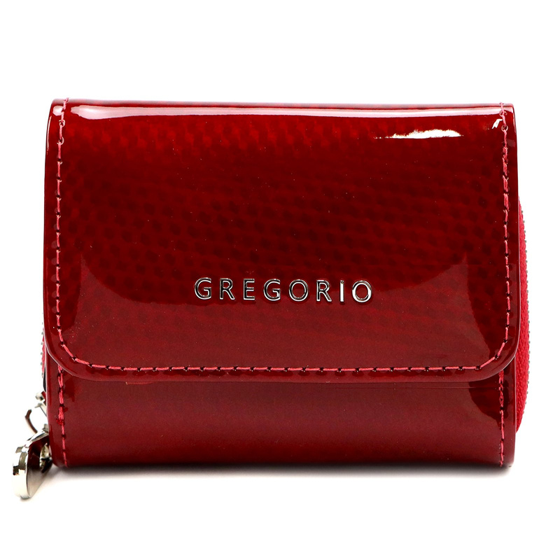 Gregorio damska lakierowana portmonetka skórzana mały portfel na zatrzask