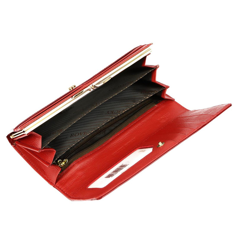 Rovicky portfel damski skóra naturalna lakierowana portmonetka duża RFID