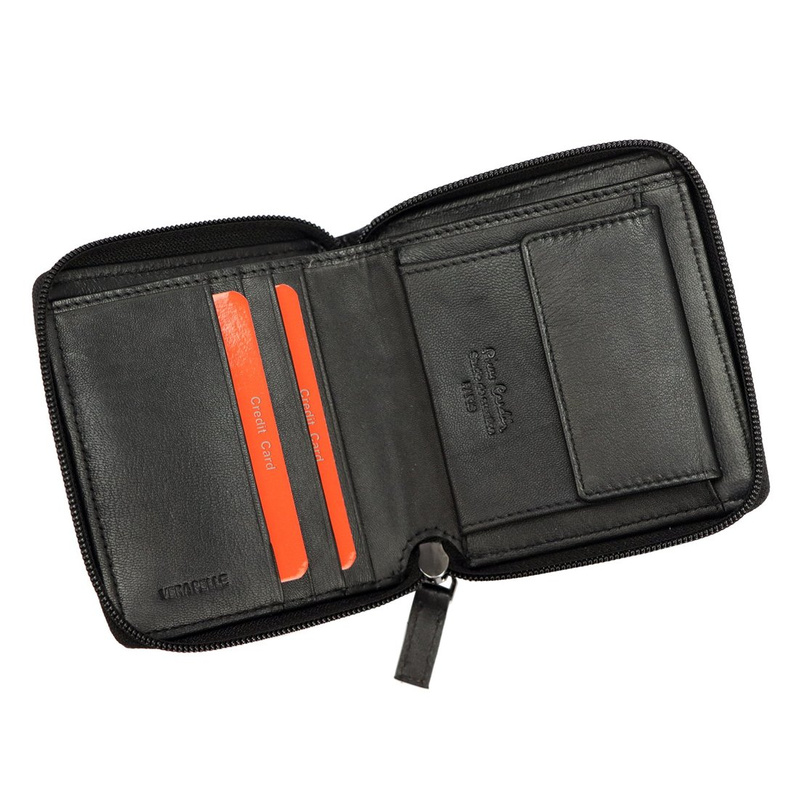 Pierre Cardin damska portmonetka skóra naturalna mały portfel na suwak