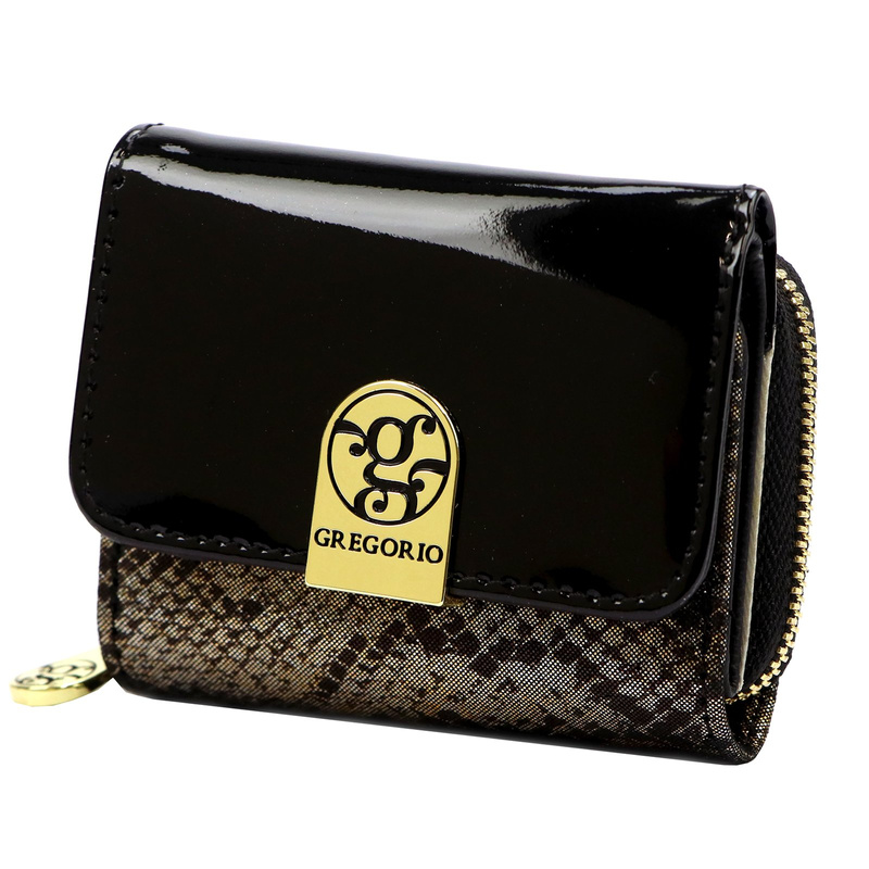 Gregorio damska mała portmonetka skórzany stylowy portfel wzór skóra węża