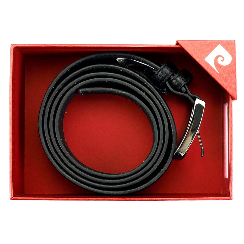 Pierre Cardin czarny męski pasek do spodni skóra naturalna klasyczna klamra