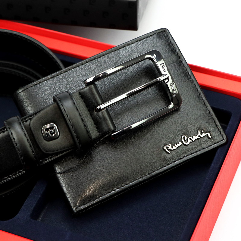 Pierre Cardin zestaw na prezent pasek i portfel męski skóra naturalna