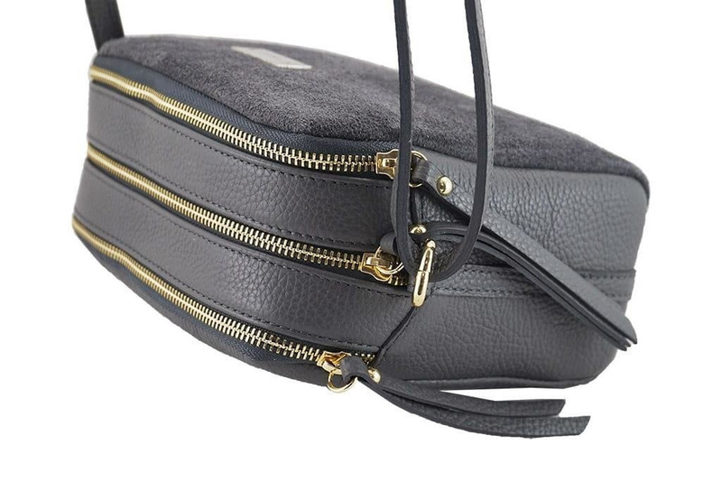 Damska skórzana listonoszka włoska - Czarna