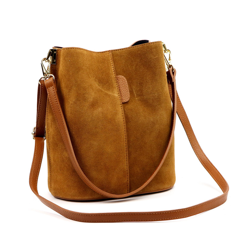 Luka Skórzana Zamszowa damska listonoszka z organizerem torebka przez ramię