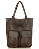 Torebka skórzany shopper bag z kieszeniami - MARCO MAZZINI Ravenna ciemny brąz caffe