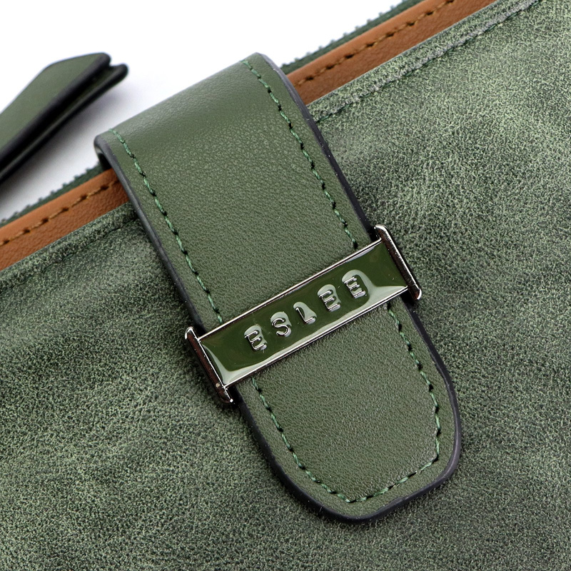 Eslee Duży Portfel Damski Podłużny Pionowy Skóra Eko Na Zatrzask