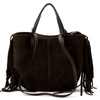 Vera Pelle damska shopperbag zamszowa torebka na ramię z frędzlami