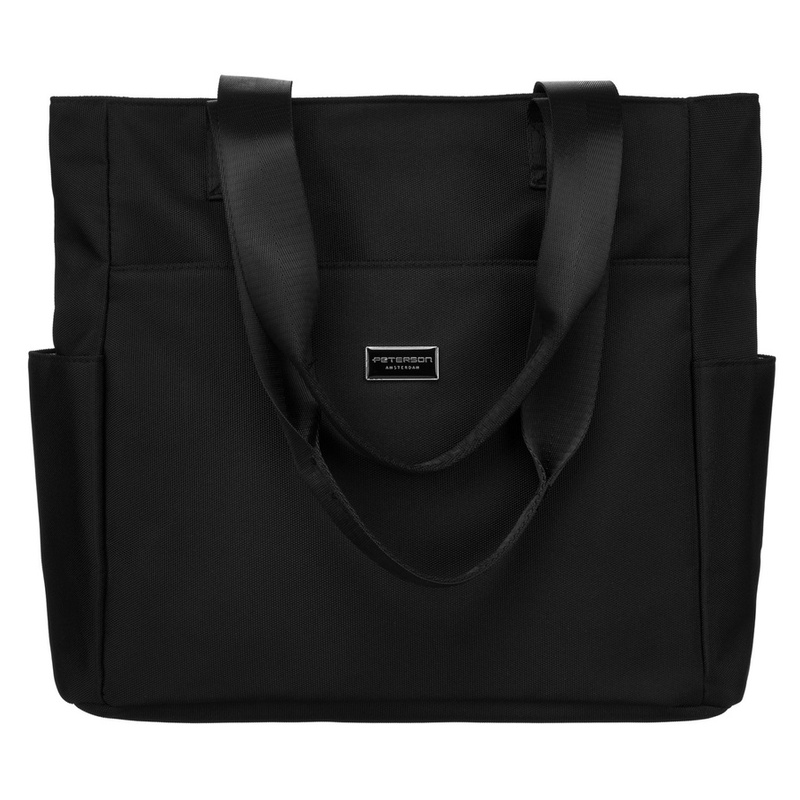 Duża torebka damska w czarnym kolorze zawieszona na wygodnych uchwytach - Peterson