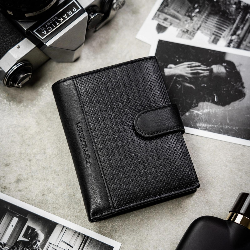 Meski zestaw prezentowy skóra naturalna Peterson PTN SET N4L-DOT BLACK