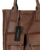 Torebka skórzany shopper bag z kieszeniami - MARCO MAZZINI czekoladowy brąz