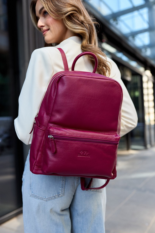 Skórzany plecak A4 duży pojemny do szkoły Włoski kremowy P16