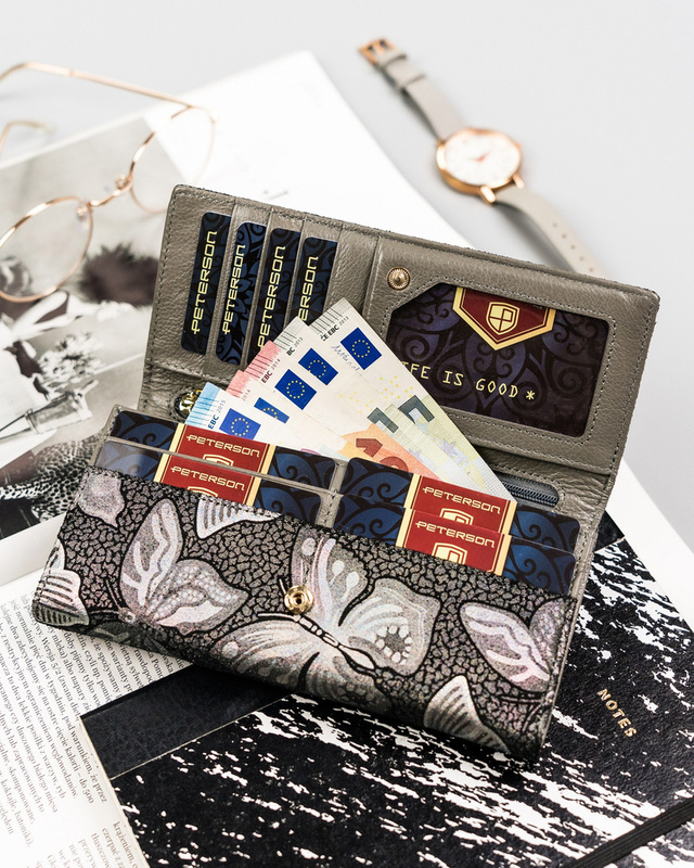 Skórzany damski portfel Peterson PTN 421028-ONBF