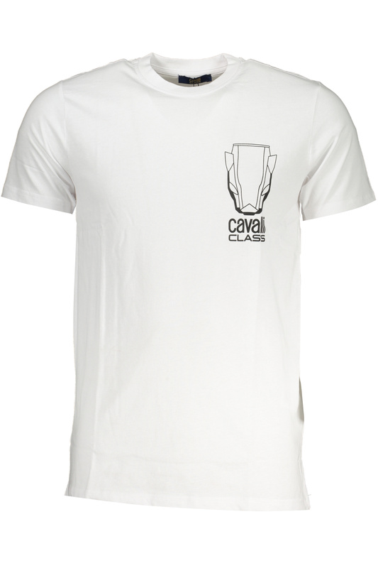 T-SHIRT MĘSKI Z KRÓTKIM RĘKAWEM KLASY CAVALLI BIAŁY