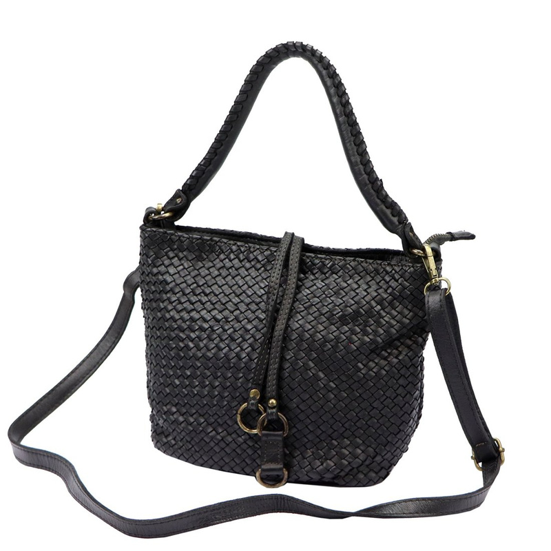 Pleciona damska torebka na ramię z kieszeniami ze skóry naturalnej VS