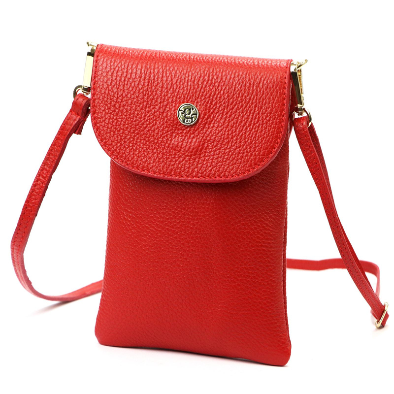 Mała damska listonoszka skórzane etui na telefon z paskiem Gregorio