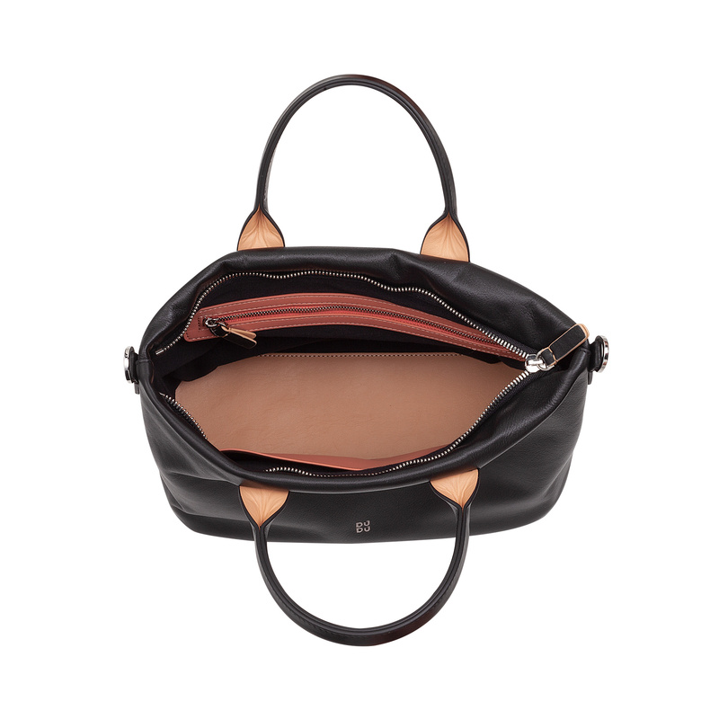 Dudu damski kuferek skóra naturalna torba do ręki z paskiem i kieszenią