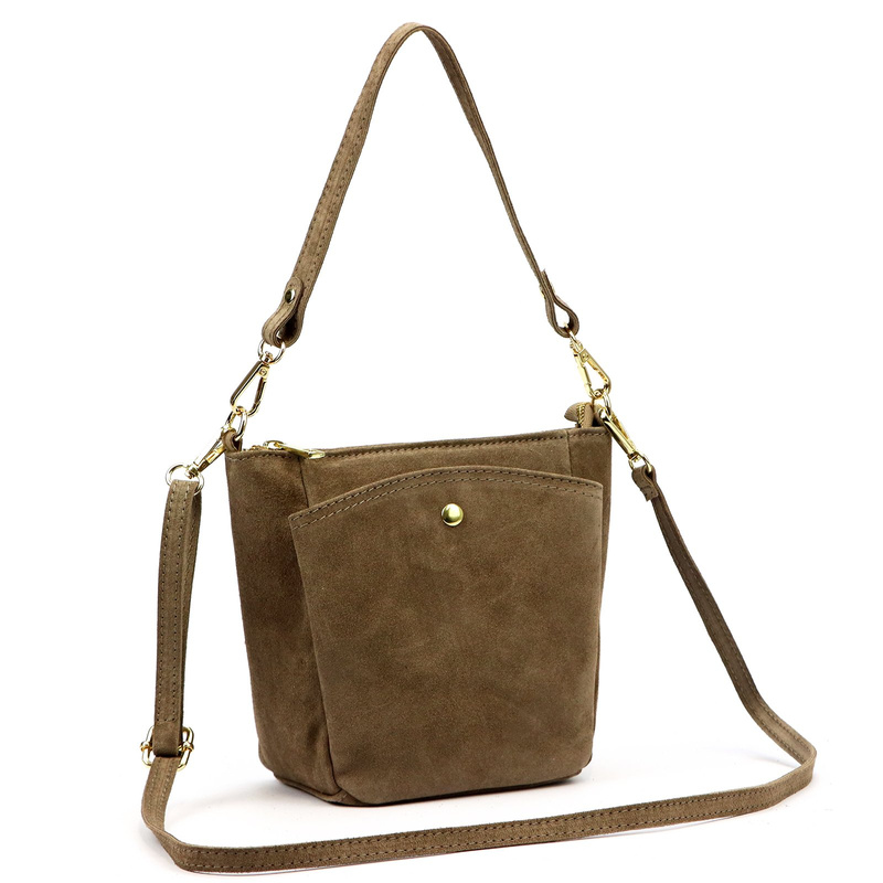 Vera Pelle damska listonoszka torebka na ramię skóra naturalna zamszowa