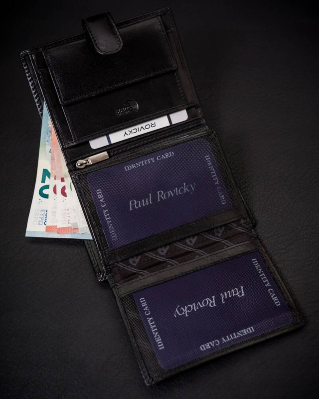 Duży zamykany męski portfel skórzany RFID Rovicky