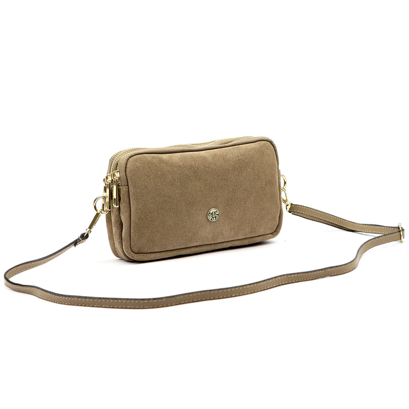 Gregorio damska listonoszka skóra naturalna zamsz trzykomorowa na ramię