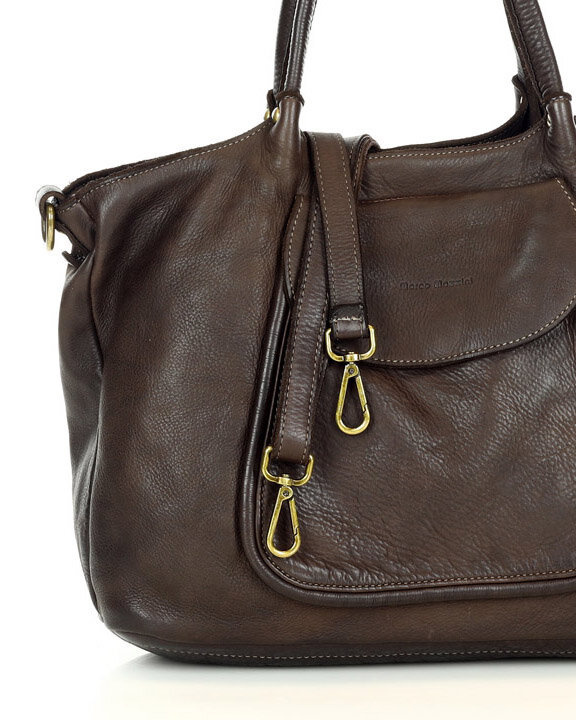 MARCO MAZZINI Torebka skórzana shopper bag ispirato dalla natura brąz