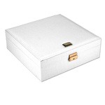 Pojemna szkatułka kuferek na biżuterię ze skóry eko z lustrem PATRIZIA