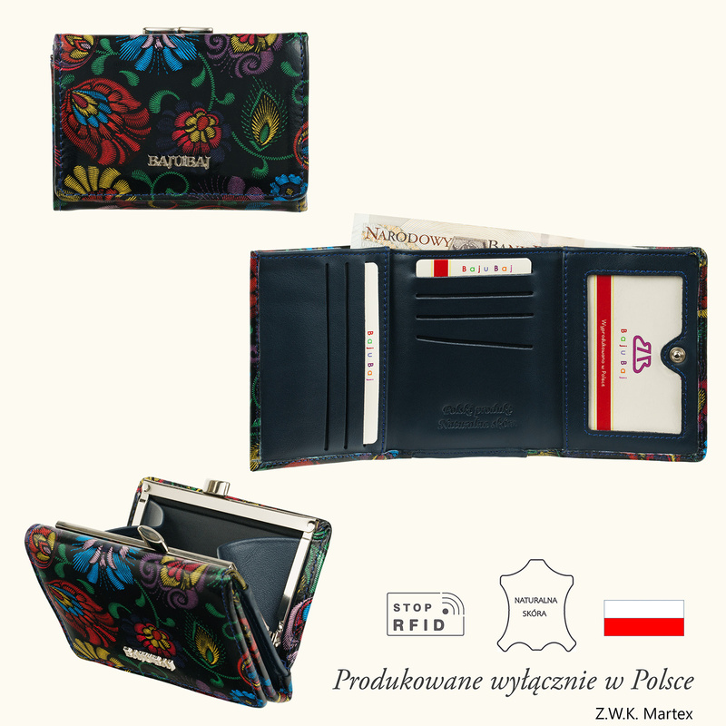 CALISTA Mały portfel damski BajuBaj RFID kolorowy
