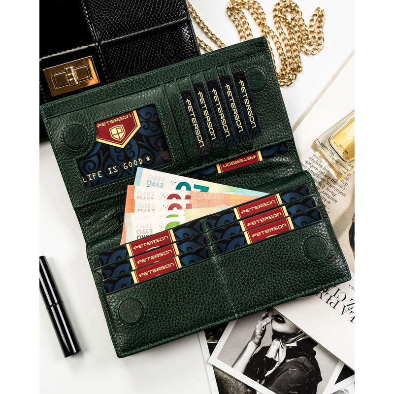 skóra naturalna + Damski portfel ze skóry ekologicznej Peterson PTN PS1431-FDS