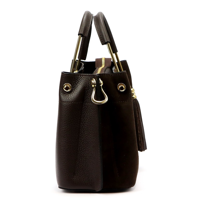 Vera Pelle damski kuferek skóra naturalna torebka z organizerem na ramię