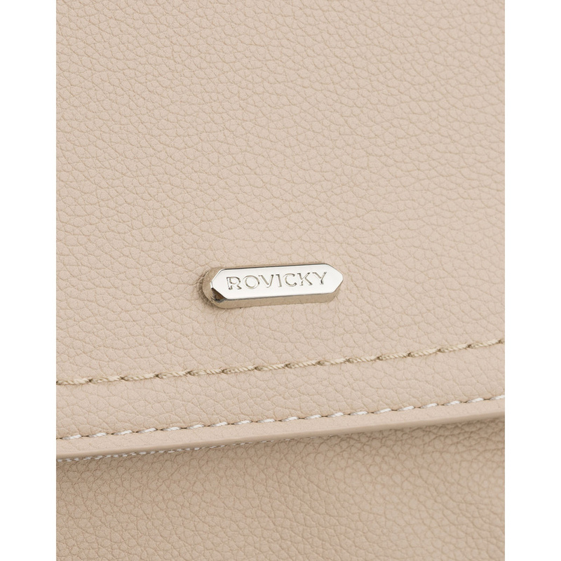 Miejski plecak damski ze skóry ekologicznej w ciemnobeżowym kolorze - Rovicky