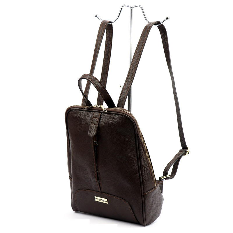 Damski miejski pojemny plecak z prawdziwej skóry z kieszeniami MiaMore