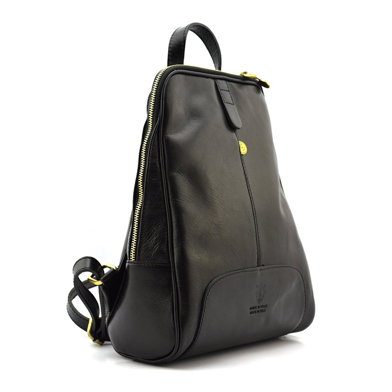 Florence Miejski Damski plecak skóra naturalna z kieszeniami na suwak