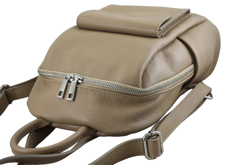 Damski plecak miejski skórzany - Beżowy