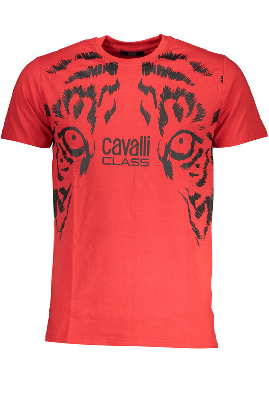 T-SHIRT M�SKI Z KR�TKIM R�KAWEM KLASY CAVALLI CZERWONY