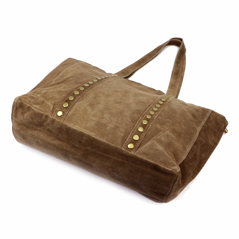 Duża Skórzana damska shopperbag torebka na ramię ze złotymi dżetami Luka