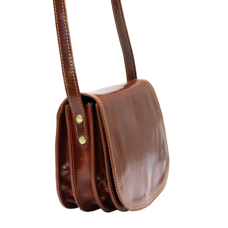 Florence Skórzana damska listonoszka przez ramię dwie komory kieszenie