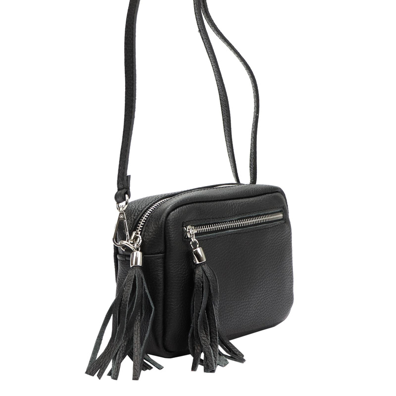 Damska listonoszka torebka Skórzana z brelokiem frędzlem i kieszeniami Luka
