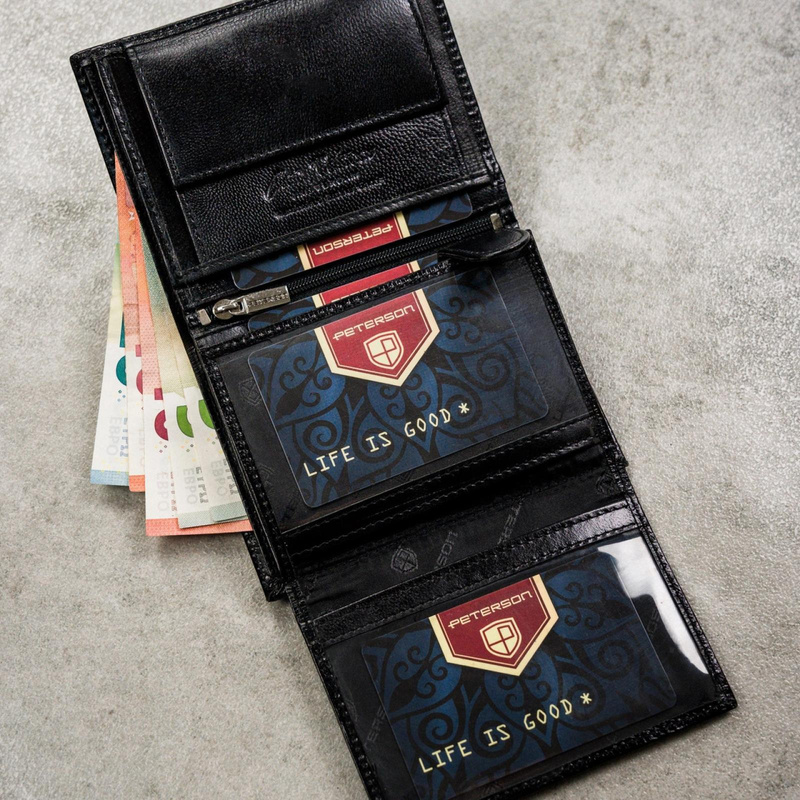 Meski zestaw prezentowy skóra naturalna Peterson PTN SET N4-NGV-BW BLACK