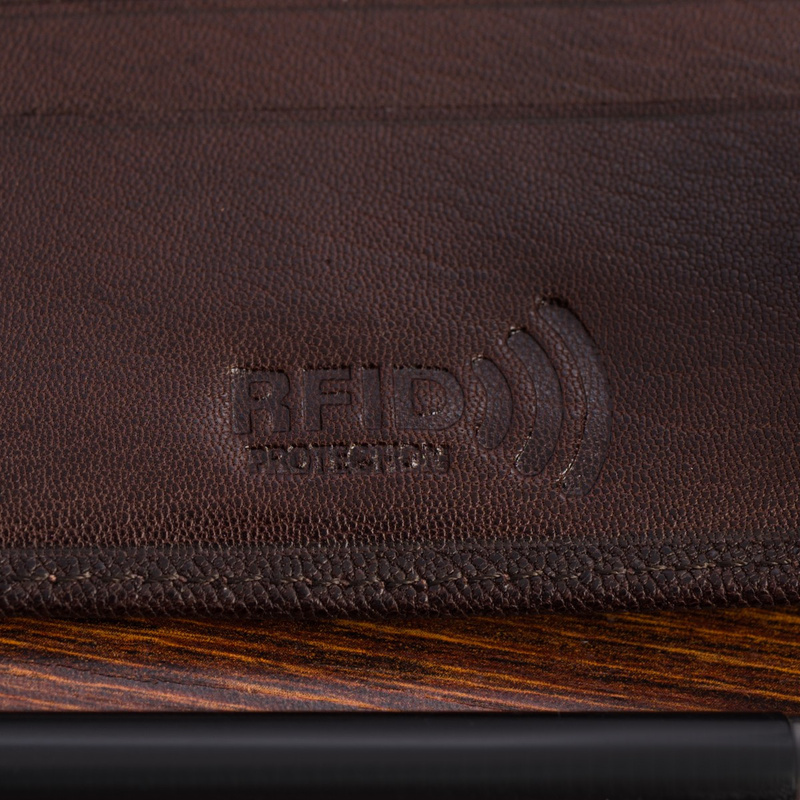 Portfel skórzany męski poziomy klasyczny brązowy RFiD Beltimore D31