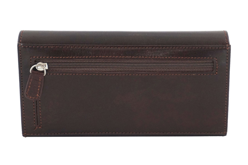 Skórzany portfel damski - Barberini's - Brązowy ciemny