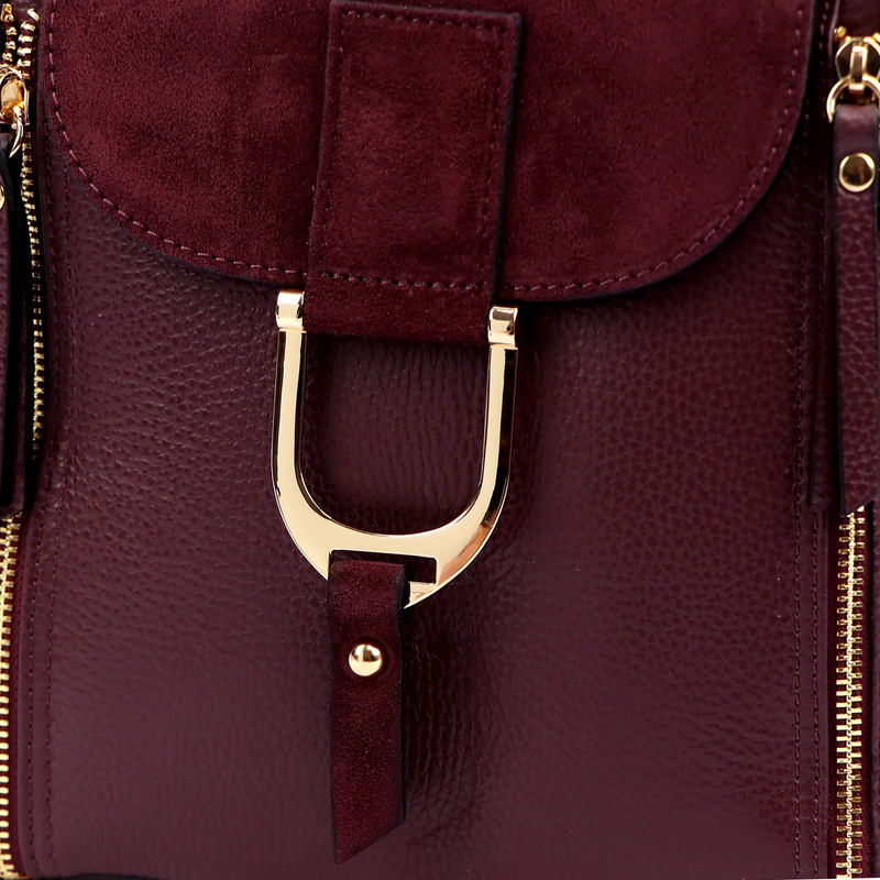 Luka Skórzana Damska listonoszka na ramię z organizerem i kieszeniami