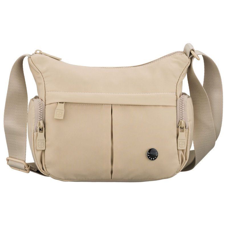 Miejska llistonoszka damska z poliestru w kolorze ecru zamykana suwakiem - Peterson